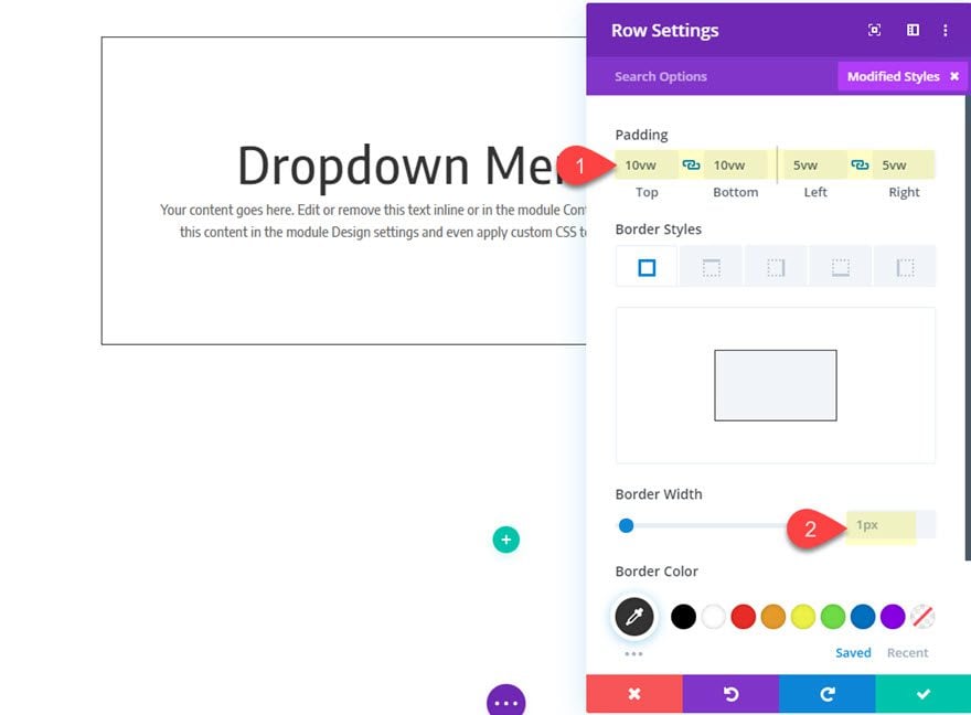 divi dropdown menu button