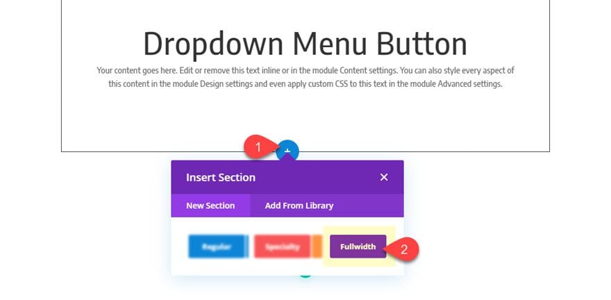 divi dropdown menu button