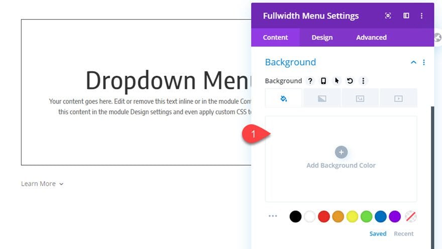 divi dropdown menu button