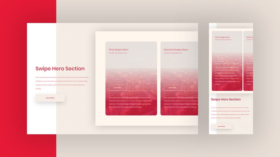 Download a FREE CTA Column Swipe Hero Section Design for Divi