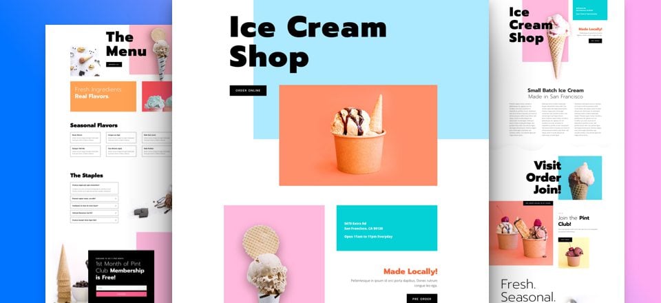 Get a FREE Ice Cream Shop Layout Pack for Divi