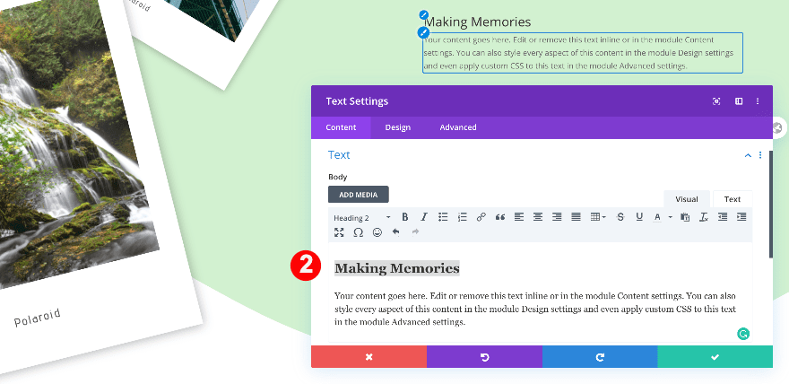 making memories text module