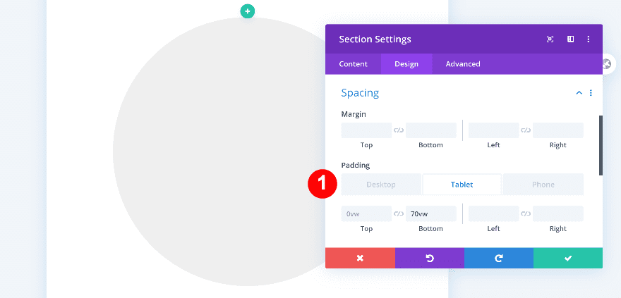 padding section settings