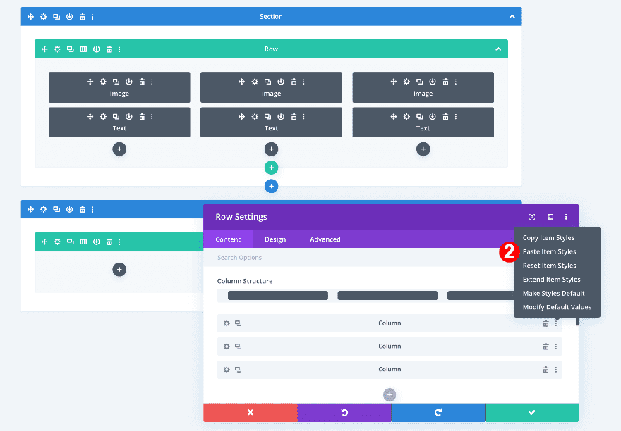 paste item styles