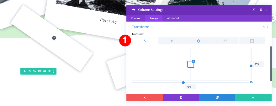 transform settings in column 1