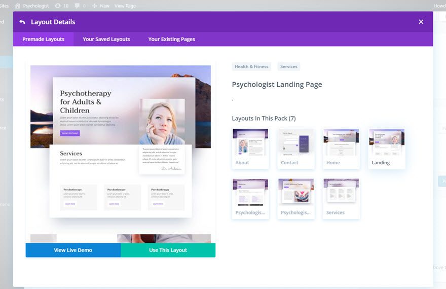 divi psychologist layout pack