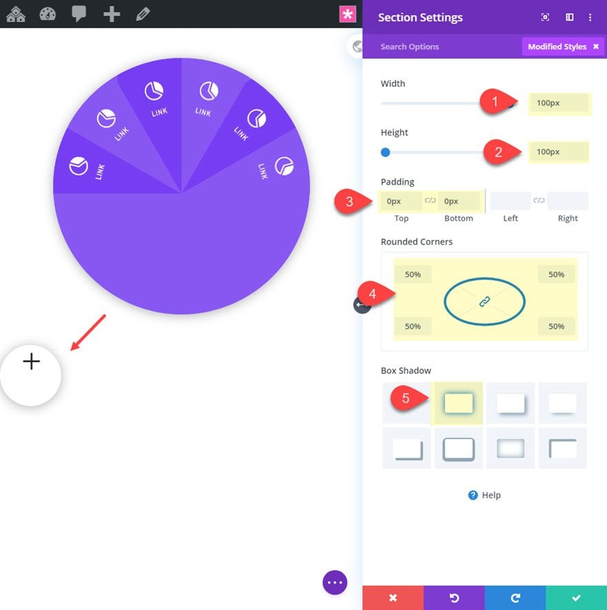 divi segmented circular menu