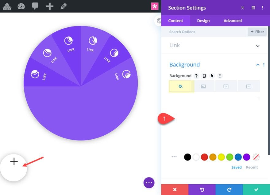 divi segmented circular menu