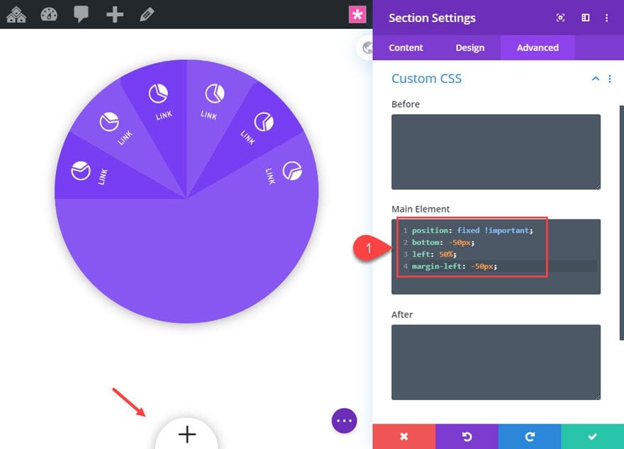 divi segmented circular menu