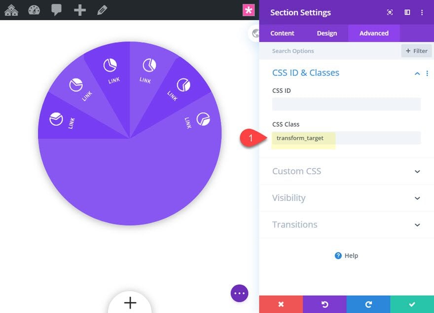 divi segmented circular menu