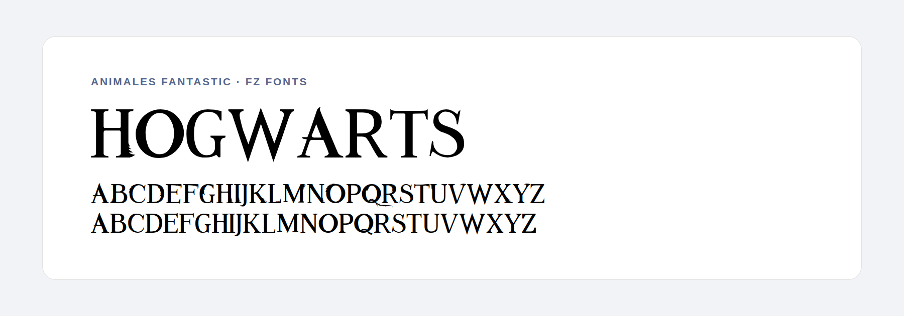 Animales Fantastic font sample with decorative flourishes