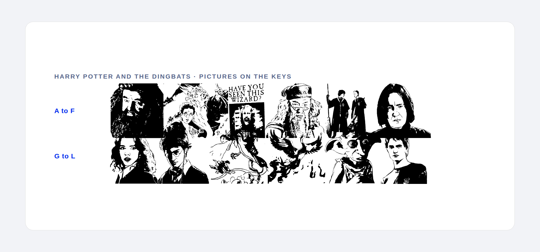 Harry Potter and the Dingbats symbol set sample