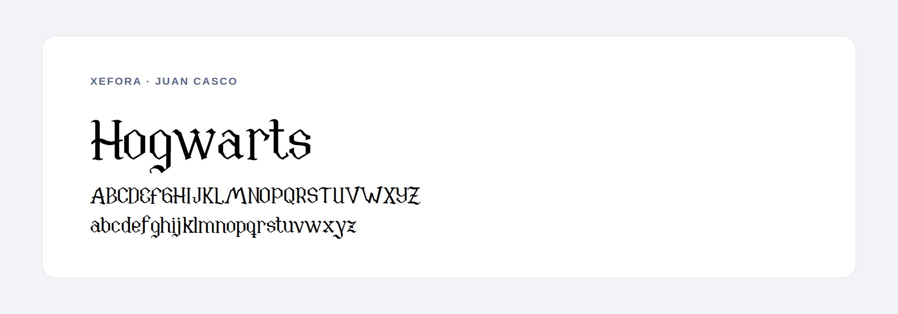Xefora font sample in upper and lower case