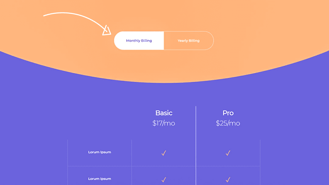 Download a FREE Monthly/Yearly Pricing Toggle Design for Divi