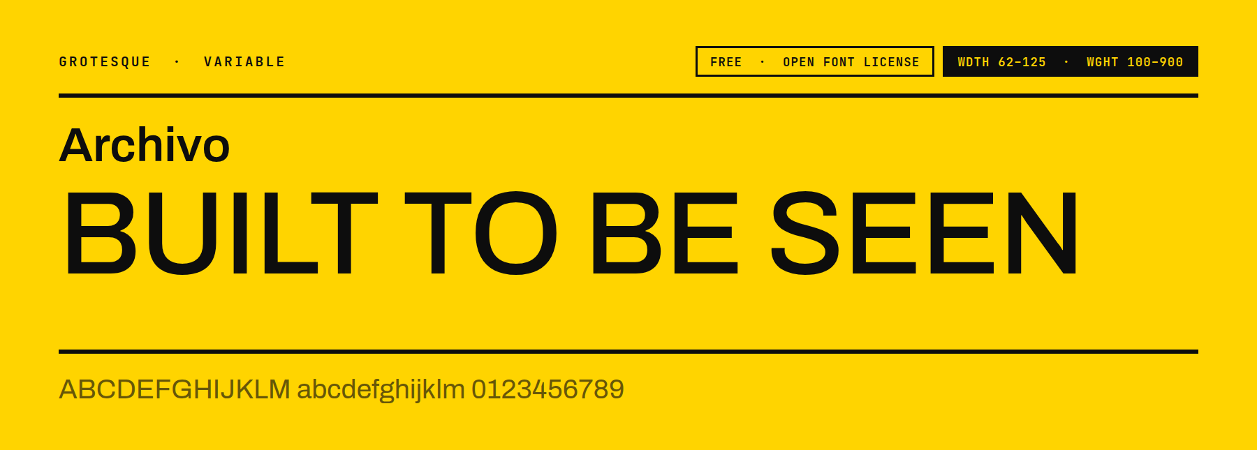 Archivo set as a free variable block letter font with width and weight axes
