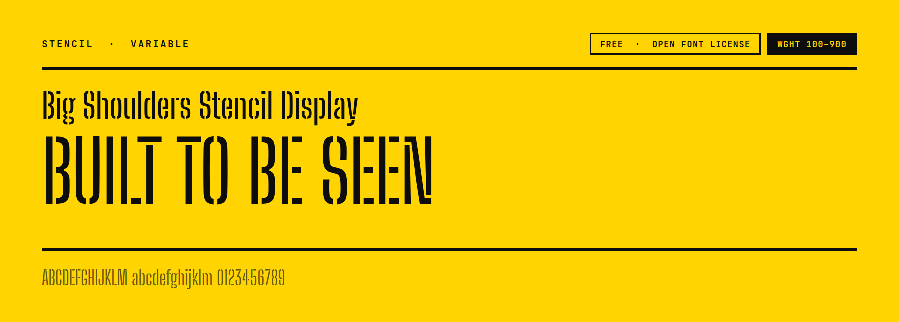 Big Shoulders Stencil Display font showing gapped letterforms