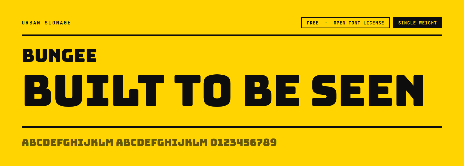 Bungee set as a free block letter font for urban signage lockups