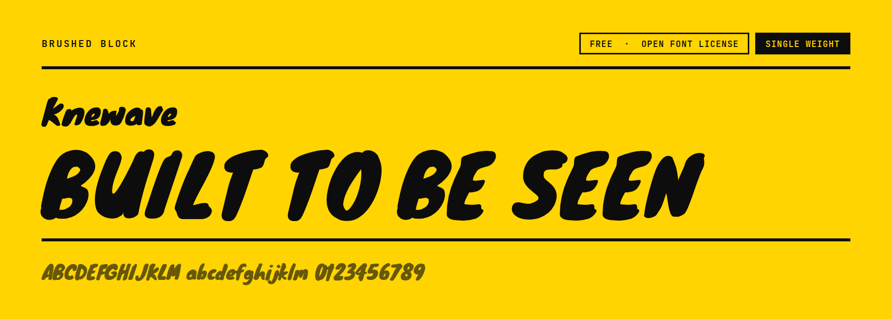 Knewave rounded font with brush textured stroke ends