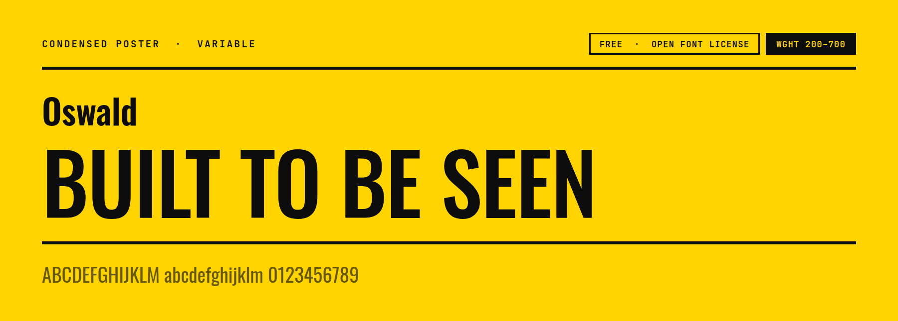 Oswald condensed font showing both uppercase and lowercase forms