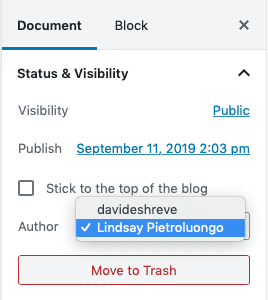 wordpress change author