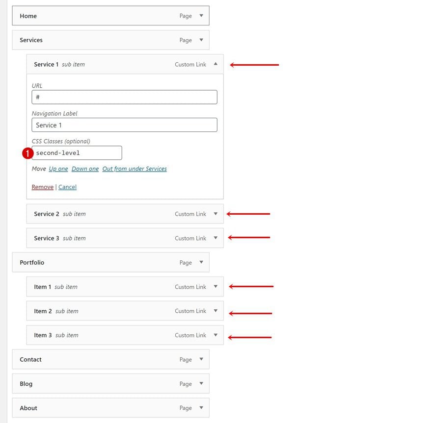 nested menu