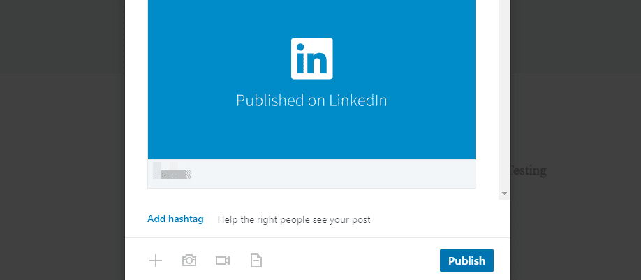 Adding hashtags to a post in LinkedIn.