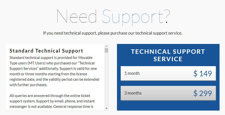 Paying for professional Movable Type support.