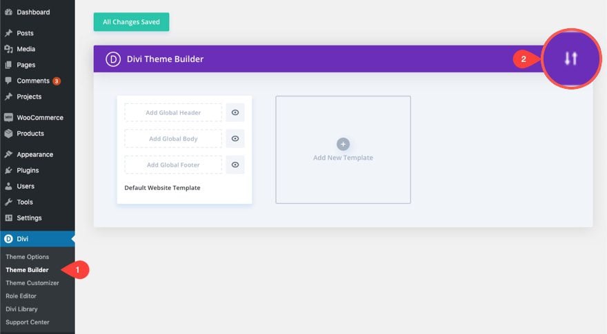 Divi theme builder portability options