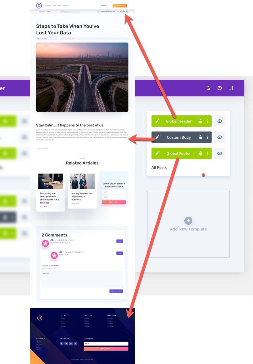 Divi theme builder portability options