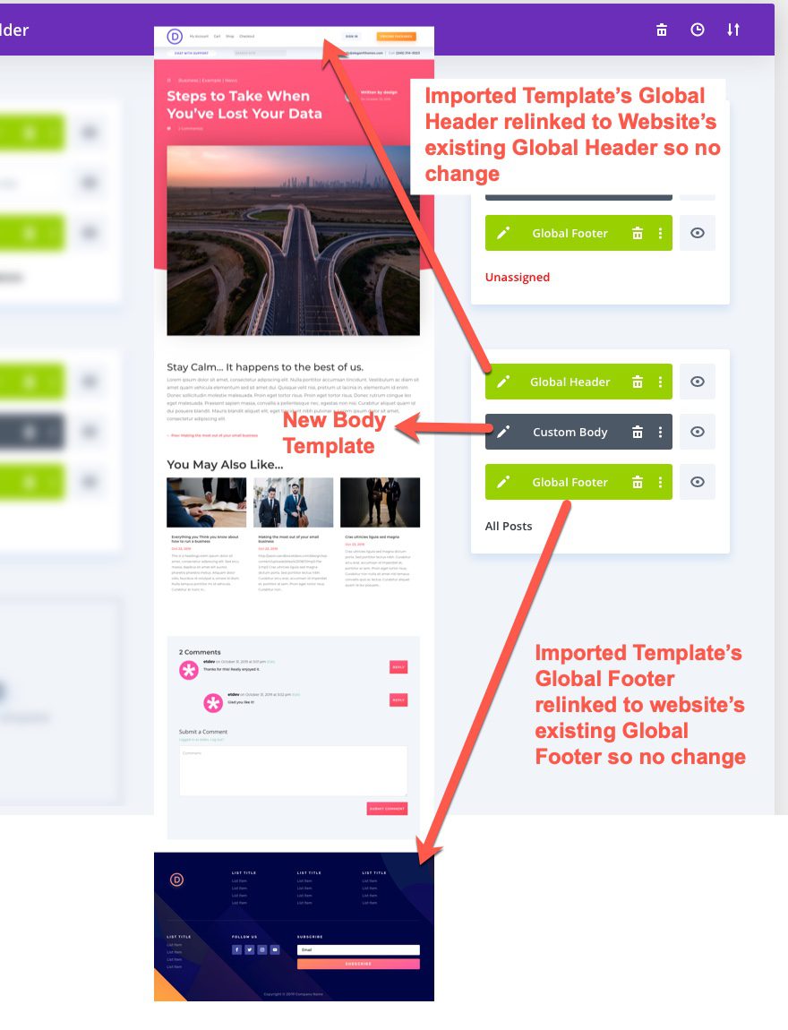 Divi theme builder portability options