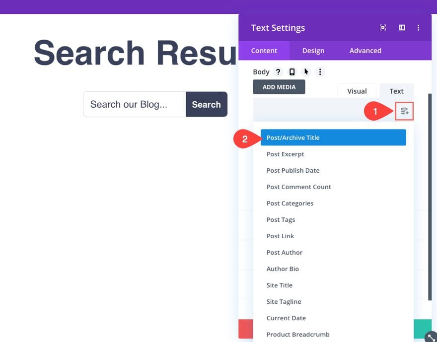 Divi Search Results Page Template