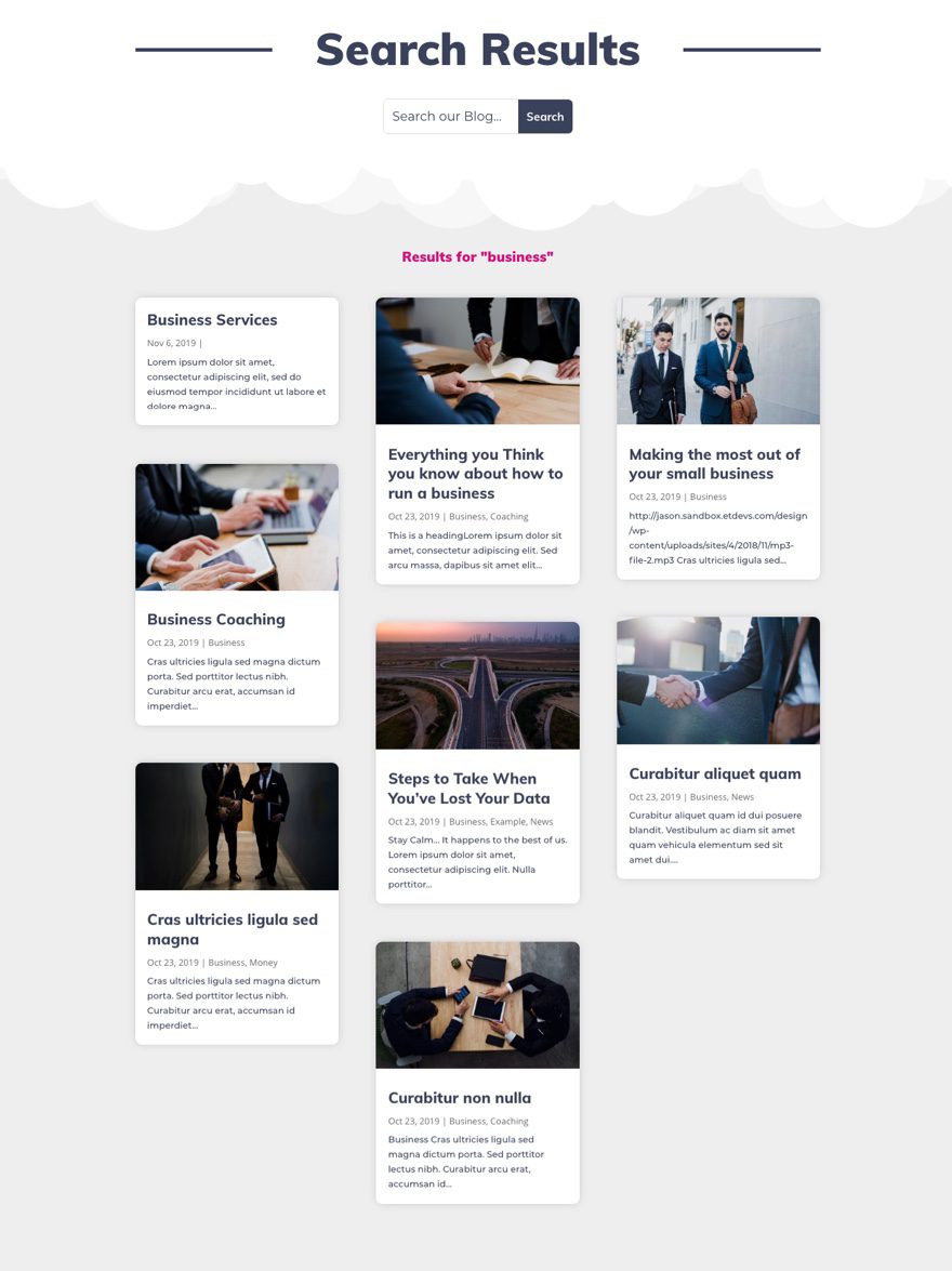 Divi Search Results Page Template