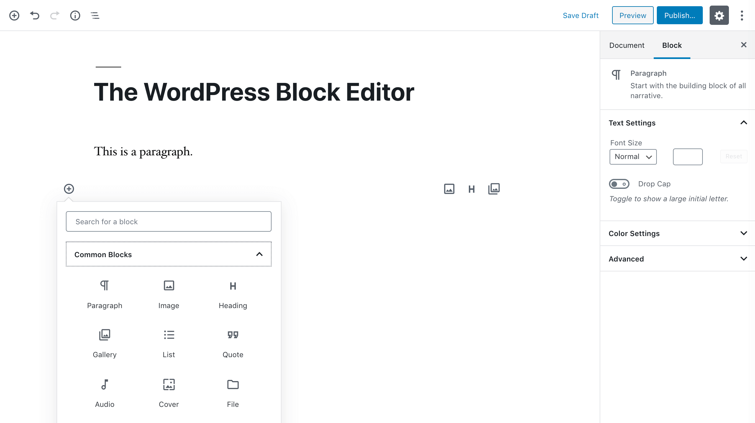 The WordPress Block Editor.