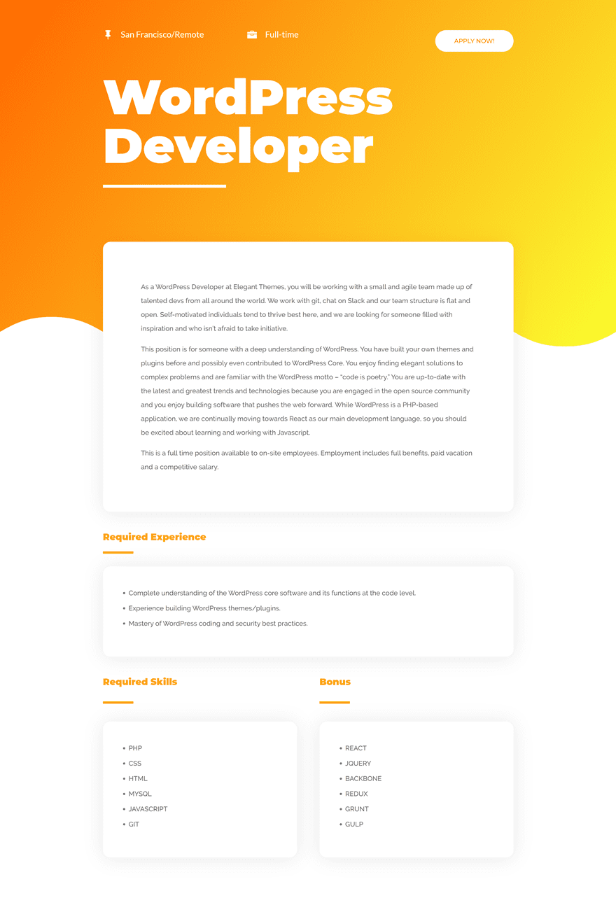 open job position template