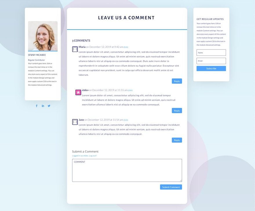 Divi's Comments Module Inside a Blog Post Template