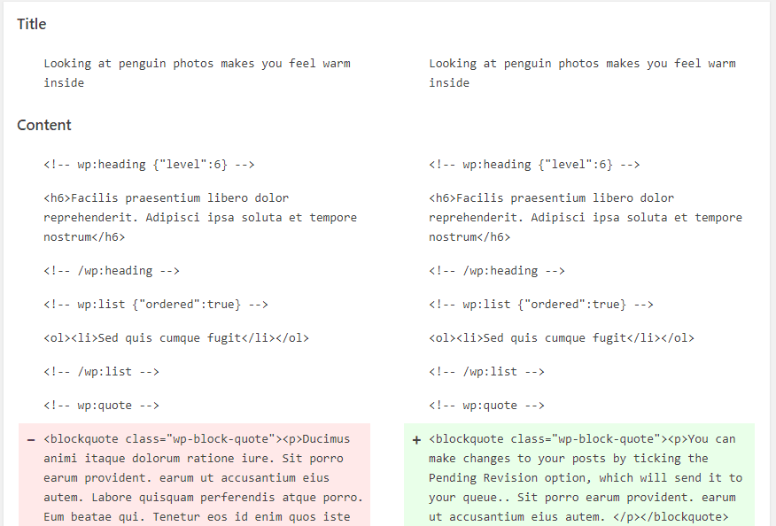 Comparing post revisions.