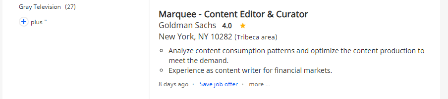 An example of a digital editor job listing.