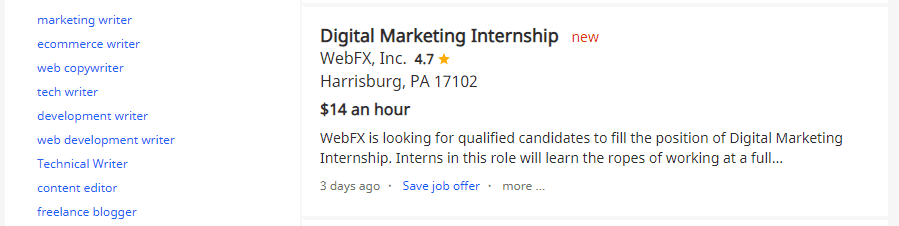 An example of a digital marketing job.