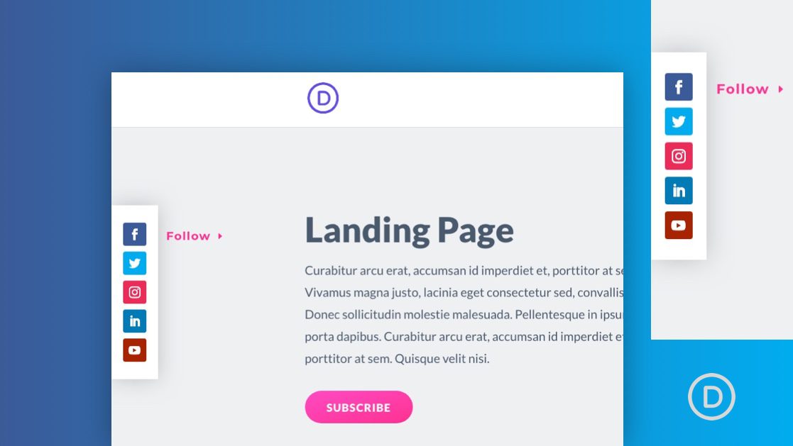 How to Design a Pop Out Social Media Follow Buttons Bar to your Page Template in Divi
