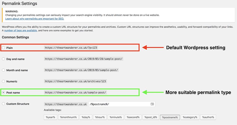 wordpress-permalink-settings-page