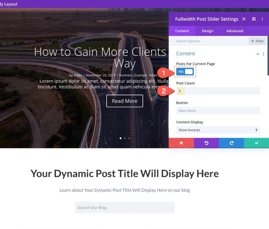 organizing blog page content in Divi