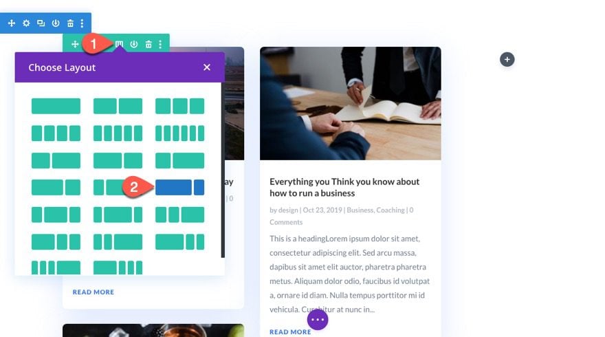 organizing blog page content in Divi