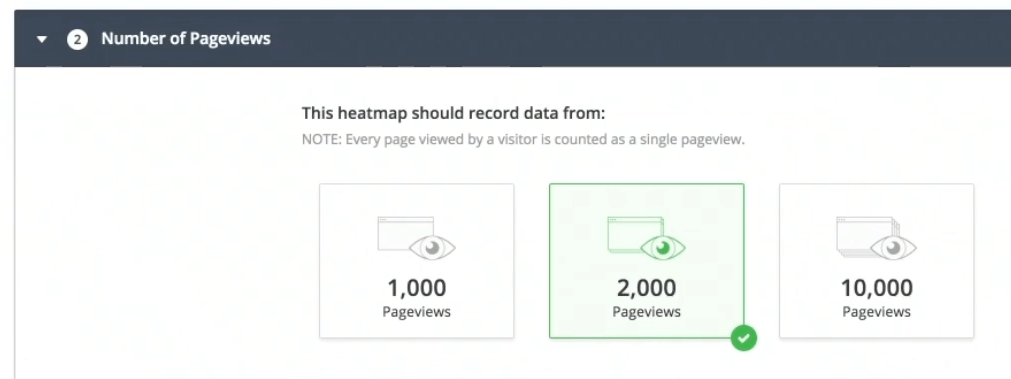 Configuring how many pageviews your heatmap should track.