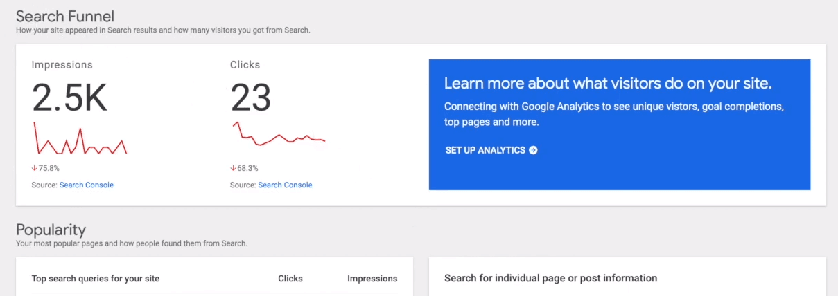 A Search Console report.