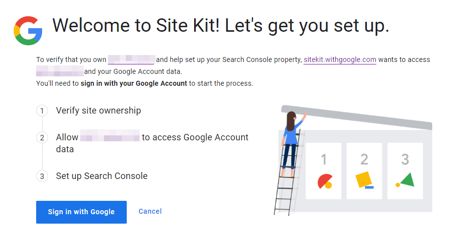 Setting up Site Kit access for your website.