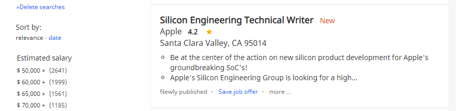 An example of a tech writing job posting.