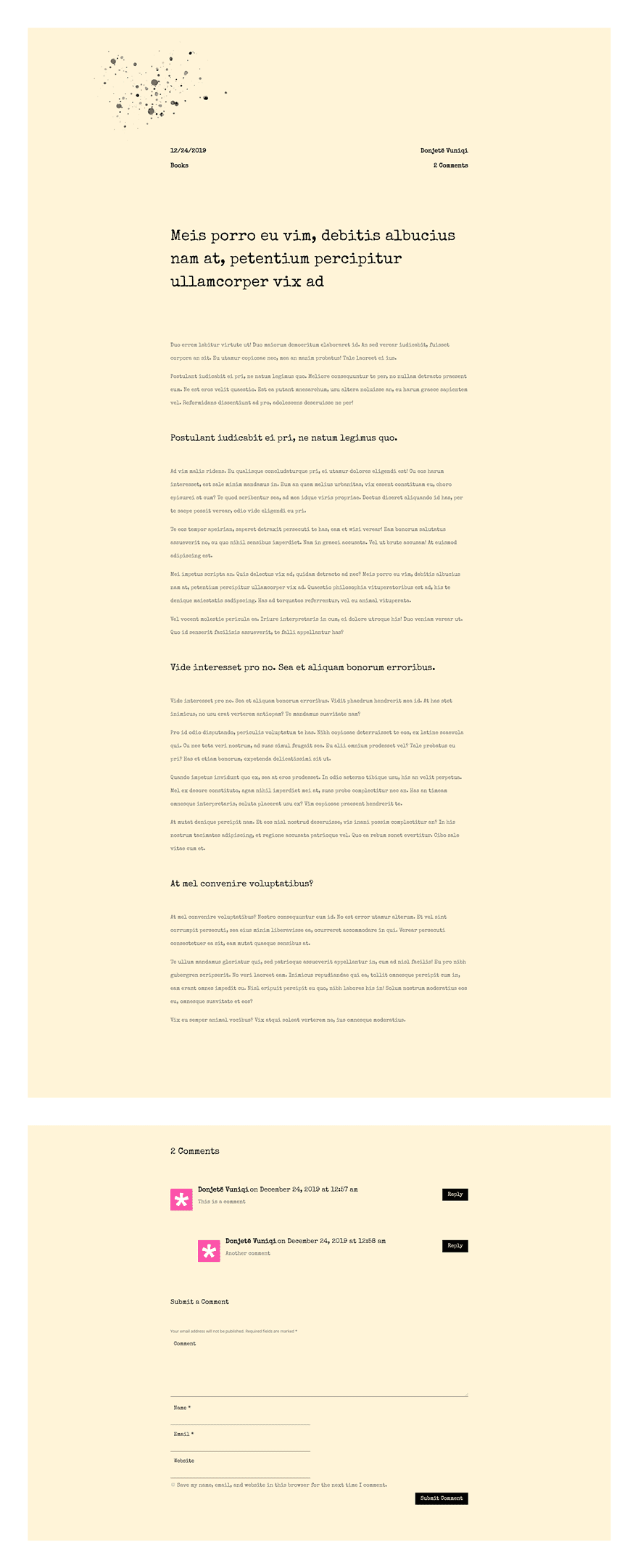 typewriter-inspired blog post template