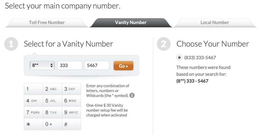 vanity phone numbers