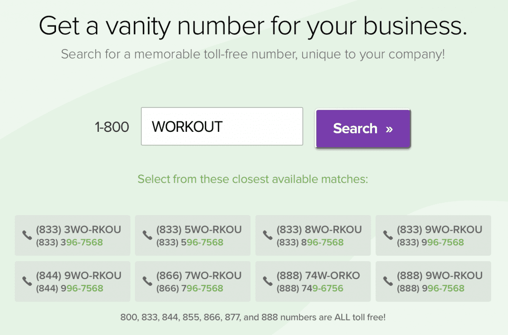 vanity phone numbers