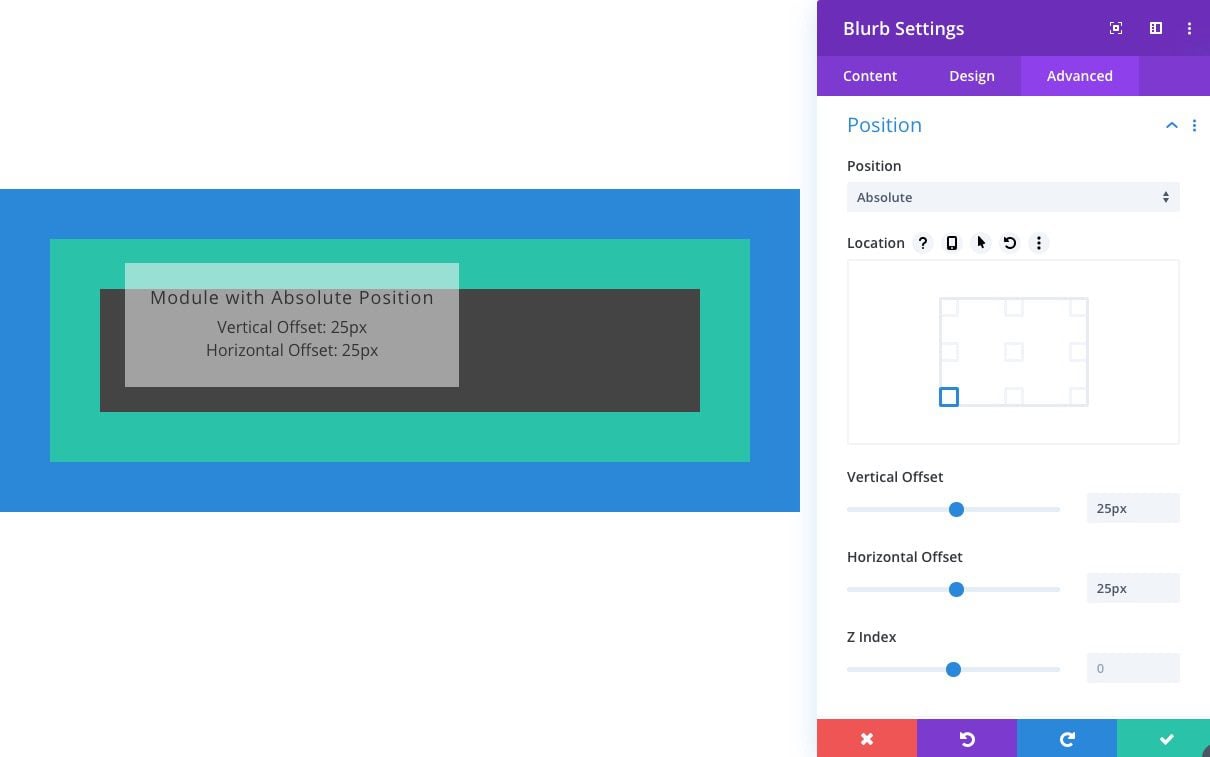 Divi Absolute Position